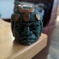 Mayan Green Carved Stone Head Art , 3.5"