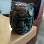 Mayan Green Carved Stone Head Art , 3.5"