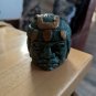 Mayan Green Carved Stone Head Art , 3.5"