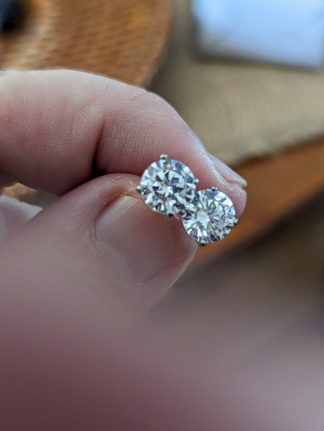 925 Silver YGI In Stud Earrings Approx 0.60 Cts cz Each