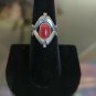Sterling Stamped Ring Size 7 With Red Center Stone