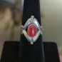 Sterling Stamped Ring Size 7 With Red Center Stone
