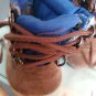 Homespun N' Blue Doll Hiking Boots, Brown and Blue , 2.8" sole length