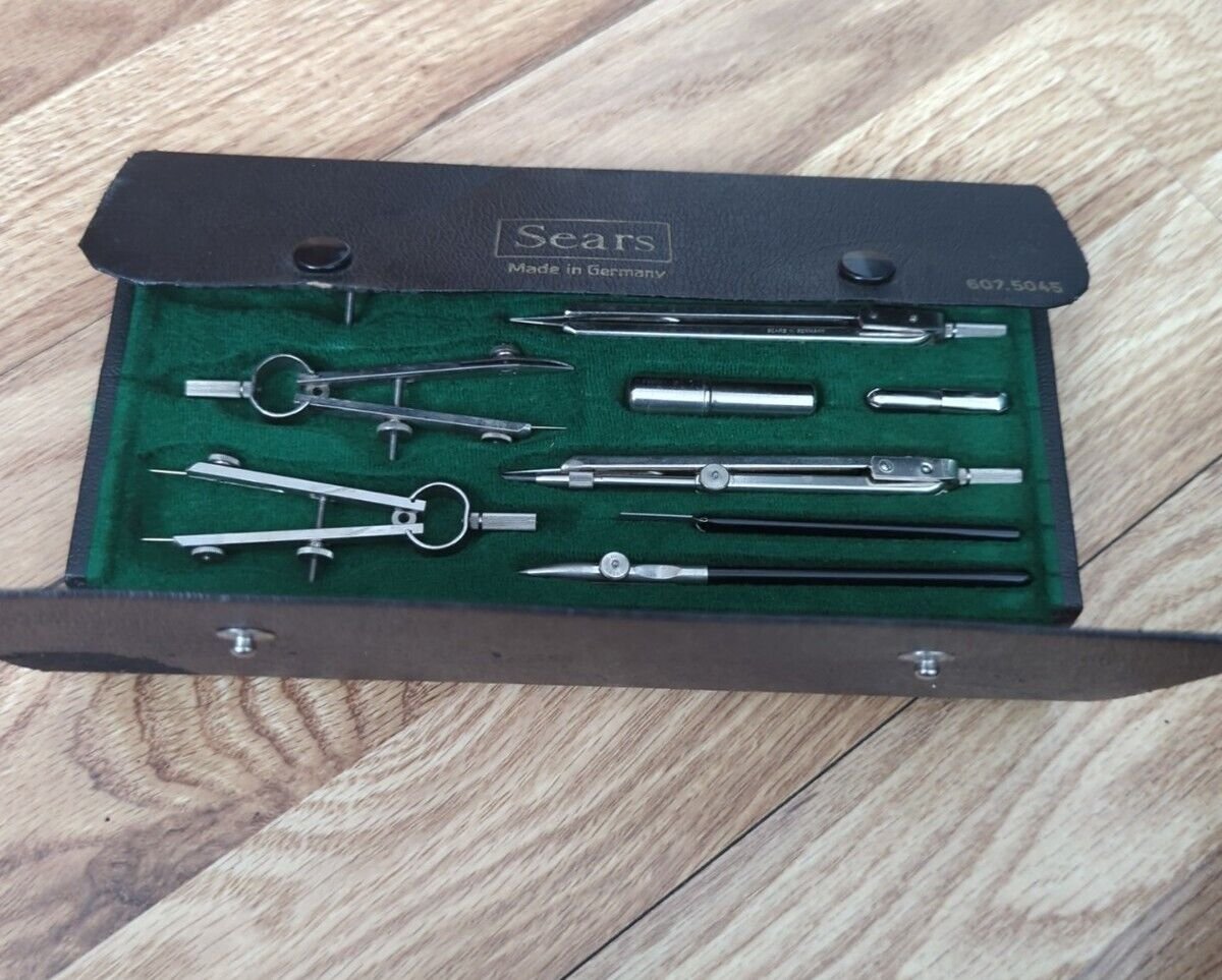 Sears 607 5045 Made In Germany Drafting Set with Case Vintage