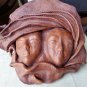 Vintage Haitian African Crafted Leather Two Face Masks Wall Hanging Art&Acirc;&nbsp;