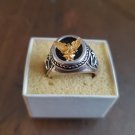 American Eagle Men's Sterling Silver Ring Genuine Black Onyx center 24K G Wings