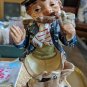 Antique Hobo Figurine Match  Holder Happy Tramp Vintage Folk Art Bum