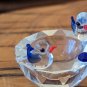 Crystal Glass Miniature Bowl with Birds Figurine 1.5"