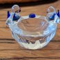 Crystal Glass Miniature Bowl with Birds Figurine 1.5"