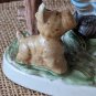 Knobler Co Ceramic Girl Sitting On A Fence With Dog Figurine