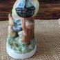 Knobler Co Ceramic Girl Sitting On A Fence With Dog Figurine