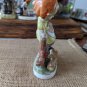 Knobler Co Ceramic Girl Sitting On A Fence With Dog Figurine