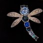 Vintage 99 Avon Crystal Dragon Fly  Silvertone Dragonfly Pin NIB