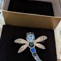 Vintage 99 Avon Crystal Dragon Fly  Silvertone Dragonfly Pin NIB
