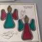 Window Vue 1964 ANGEL PAIR Plastic Stained Glass Decor Vintage