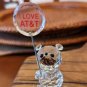 Signed Zoo Crystal Bear miniature Figurine Holding I Love AT&T Sign  1" x 2"