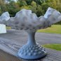 Vintage White Hobnail Milk Glass Footed Compote plate