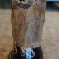 Water Buffalo Horn Carved Owl Figurine 4" tall.