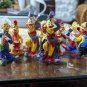 Vintage late 70s Set Of Eight Clowns Figurines Plastic Made In Hong Kong 3" Each