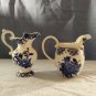 Set of Two London Pottery Blue White Victorian Floral Creamer Pitchers Tea