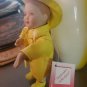 Ashton Drake 1995 Calander Babies September Girl Doll in yellow rain gear