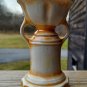 Vintage Czech Yellow / Orange Luster Ladies Spitoon Fruited Vase 5 1/2" Stamped