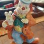 Enesco Clown with Long Coat, Big Shoes, and Rabbit - Porcelain/Ceramic 6"