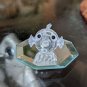Swarovski Small Crystal 1.25" Blow Fish Figurine On  Glass Display Tray