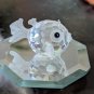 Swarovski Small Crystal 1.25" Blow Fish Figurine On Glass Display Tray