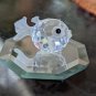 Swarovski Small Crystal 1.25" Blow Fish Figurine On Glass Display Tray