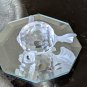 Swarovski Small Crystal 1.25" Blow Fish Figurine On Glass Display Tray
