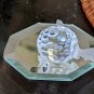 Swarovski Small Crystal 1.25" Blow Fish Figurine On Glass Display Tray