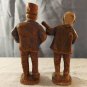 2 Vintage 1940s Syroco Wood Bald Men with Guitar and Accordion Figurines 6" Tall