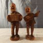 2 Vintage 1940s Syroco Wood Bald Men with Guitar and Accordion Figurines 6" Tall