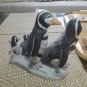 Franklin Mint "Walk This Way" Penguin Family M Emblem Porcelain 1989 Figurines