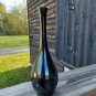Vintage Metal Asian Etched 9" Bud Vase-Black, Silver, Gold