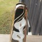 VTG GOLD TONE METAL TARNISH RESISTANT BUD VASE WHITE ENAMEL LILLIES JAPAN 6.5”