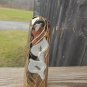 VTG GOLD TONE METAL TARNISH RESISTANT BUD VASE WHITE ENAMEL LILLIES JAPAN 6.5&acirc;��