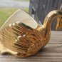 Swan 22k Gold Dip Porcelain Ceramic Vase Planter Candle/Jewelry Holder USA Made