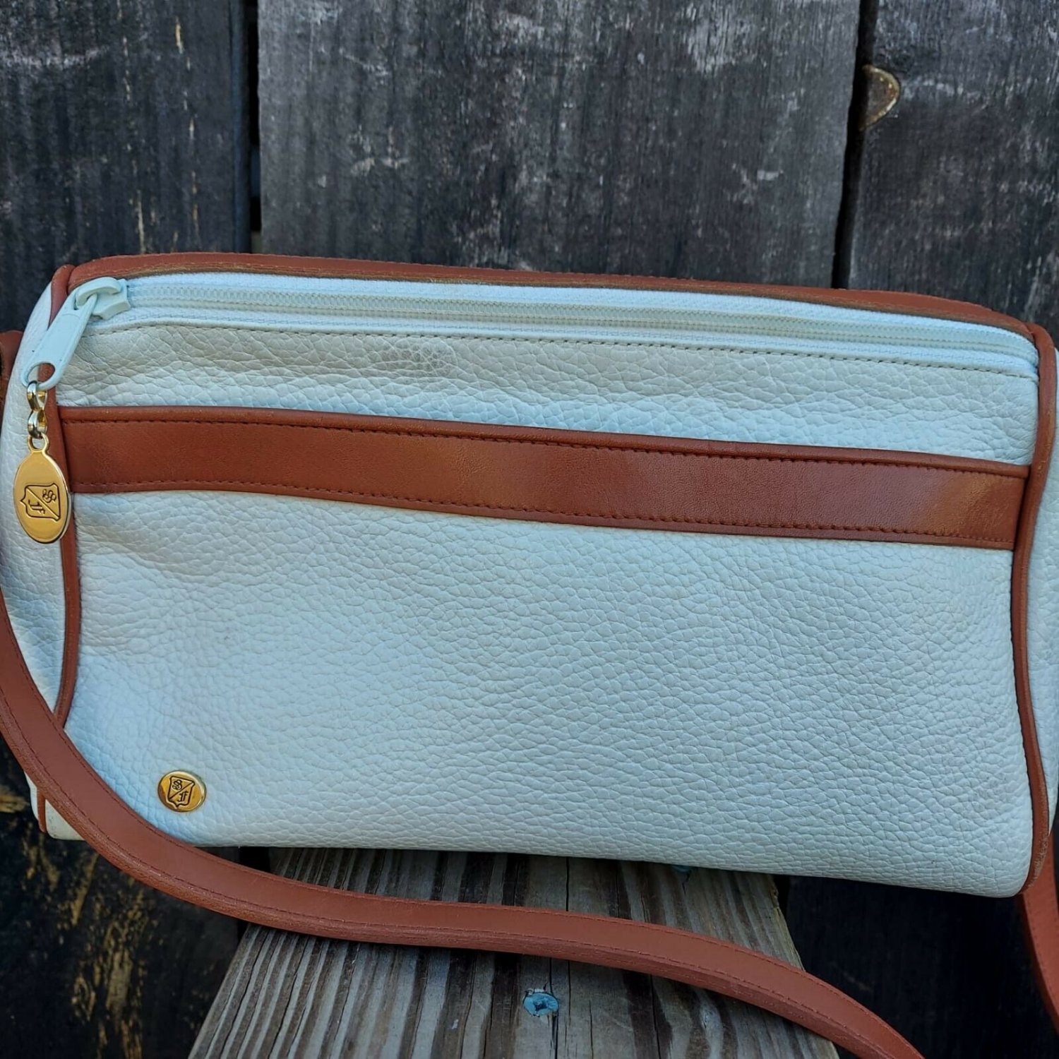 Vintage Smith Forester Cross Body Purse White Leather made in Korea