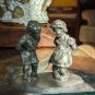 Vintage International Pewter Figure Boy Girl w/ Gifts F. Robert Drury