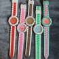 Five Geneva Watched  Round Face Stylish mixed color rubber bands lot. Fun.