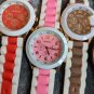 Five Geneva Watched  Round Face Stylish mixed color rubber bands lot. Fun.