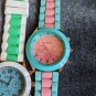 Five Geneva Watched  Round Face Stylish mixed color rubber bands lot. Fun.