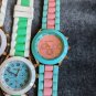 Five Geneva Watched  Round Face Stylish mixed color rubber bands lot. Fun.