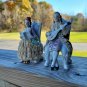 THAMES PORCELAIN FIGURINES COLONIAL MAN & WOMAN IN CHAIRS/2 PC/Japan/handpainted
