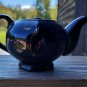 Grant Crest Rockingham Japan Black Glossy Tea Pot With Gold Trim And Designs.
