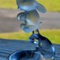 Frosted Glass Standing Elephant Figurine Sculpture on Clear Glass Base 3.5" Tall