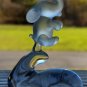 Frosted Glass Standing Elephant Figurine Sculpture on Clear Glass Base 3.5" Tall