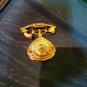 Old Fashion Phone Gold Tone Broach Pin